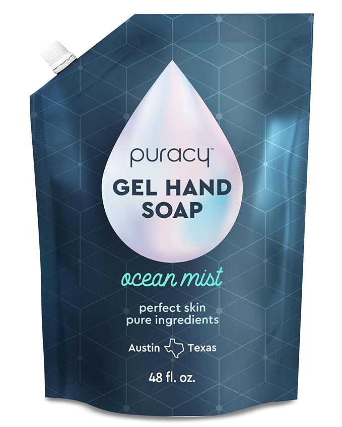 Puracy Gel Hand Soap Refill - Plant-Powered Natural Hand Soap Refill As Seen on TikTok, Non-Toxic, Sulfate-Free Liquid Soap, Moisturizing Liquid Gel Handwash Refill (Ocean Mist, 48 fl oz)
