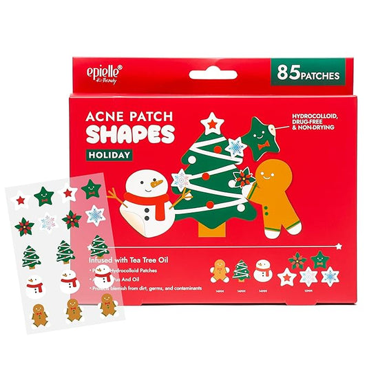 Epielle Acne Patch Shapes Edition, Acne Patches with Hydrocolloid Dressing, Fun for Parties, Sleepovers, Girls' Nights, Halloween Parties, Girls' Gift (Christmas Patch, 85ct)