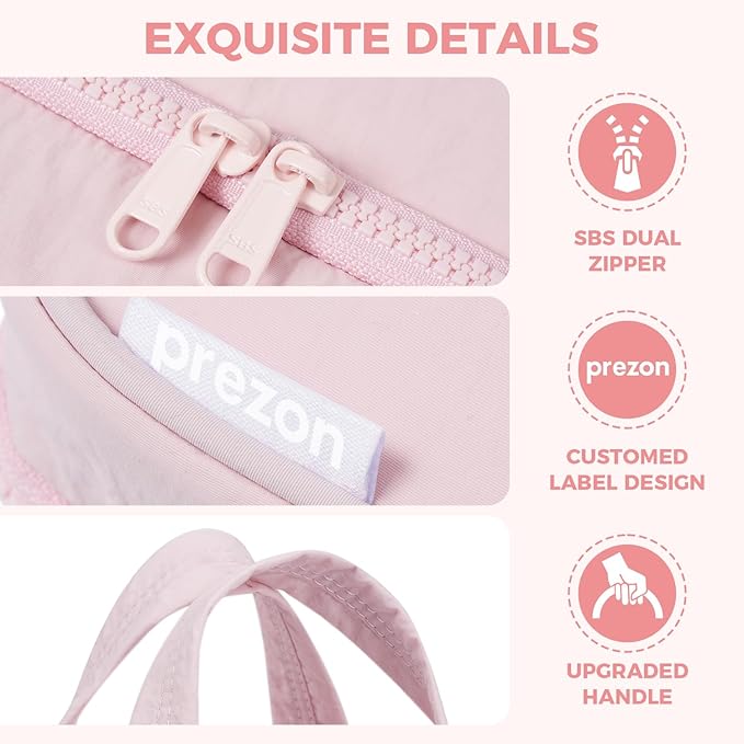 Toiletry Bag For women,Portable Hanging Organizer,4 Leakproof Compartment for full-sized Conditioner, Brushes Set, Makeup Accessories,Visible and easy to access.M-light pink