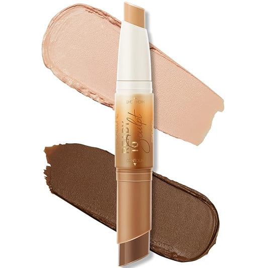 FOCALLURE 2 in 1 Cream Bronzer and Highlighter up Pen,TAN