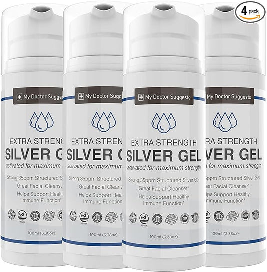 Colloidal Silver Gel Extra Strength - 35ppm Activated Colloidal Silver Gel for Maximum Potency - Made in USA - Structured Formula in a Convenient 4 Pack