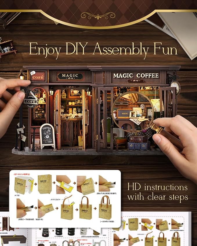 CUTEBEE Dollhouse Miniature with Furniture, DIY Wooden Dollhouse Kit Plus Dust Proof, Creative Room Idea