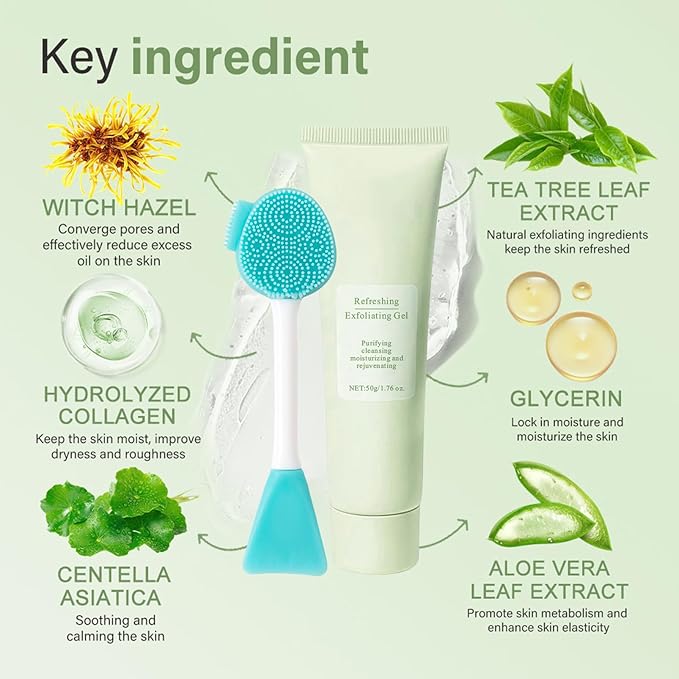Purifying Exfoliating Gel with Face Washing Brush, Exfoliating Face Wash, Deep Cleansing Peeling Gel for the Whole Body, Facial Scrub Exfoliator, Oil & Dirt Cleanser for All Skin Types (1PCS)