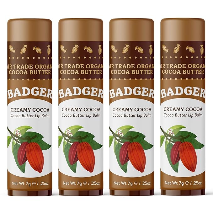 Badger Cocoa Butter Lip Balm, Creamy oz