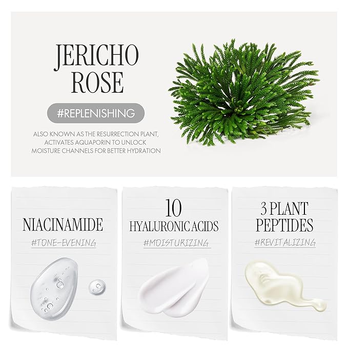 Jericho Rose Biome Hydrating Ampoule | Moisturizing KoreanAmpoule and Facial Serum | Korean Hydrating Serum & Ampoule Skin Care | Moisture-Boosting Face Serum for Glowing Skin (1.69 Fl. Oz)