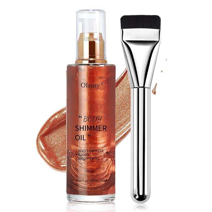 Shimmer Body Oil-Golden Brown Face Brighten Pearl Highlighter