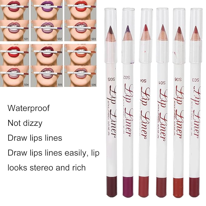 6pcs Lip Liner, Professional Waterproof Matte Long Lasting Long