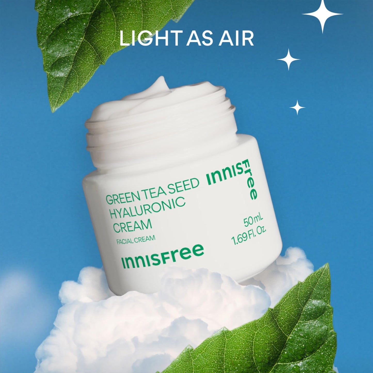 innisfree Green Tea Seed Hyaluronic Acid Cream With Barrier Boosting Complex and Ceramide, Korean Hydrating Face Moisturizer and Balancing Cream