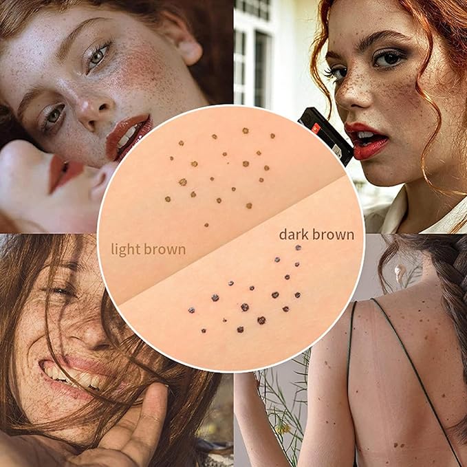 Erinde 2PCS Freckle Pen, Natural Lifelike Freckle Makeup Brown&Light Brown