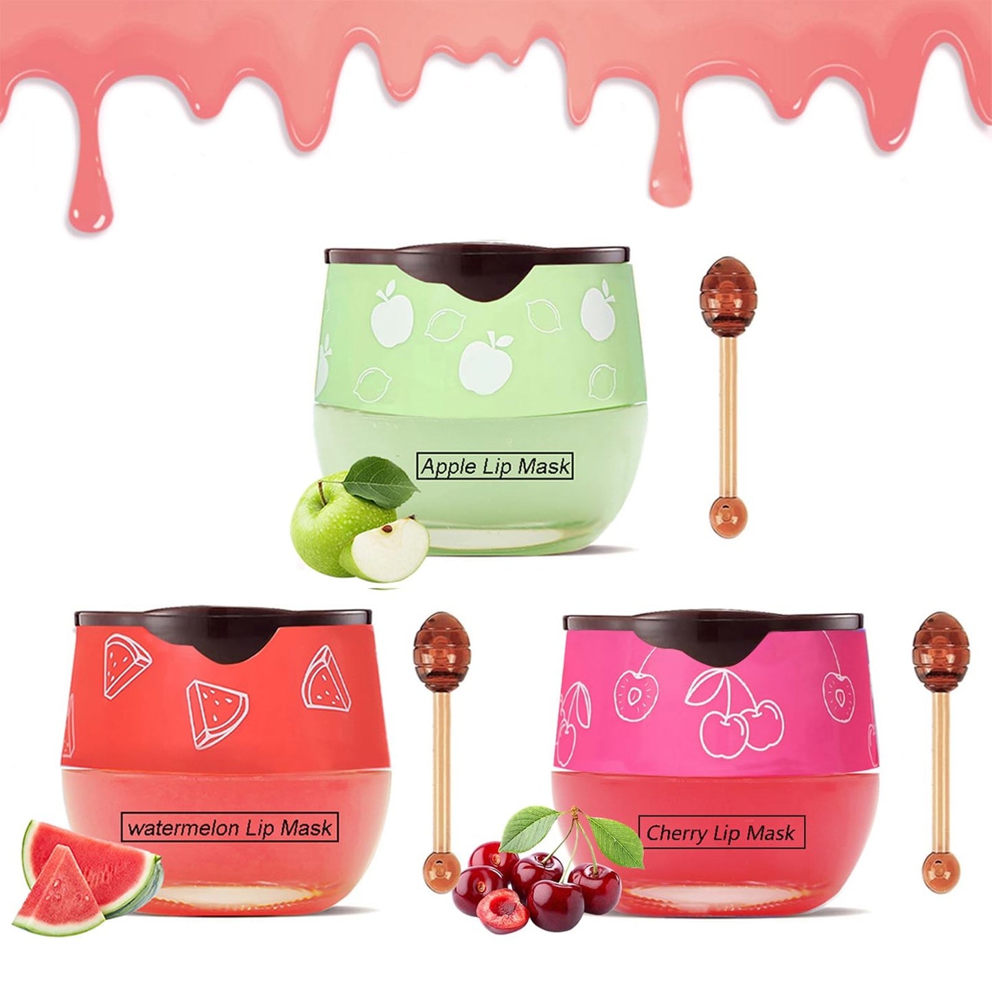 3PCS Bee Lip Balm Honey Pot, Moisturizing Propolis Lip Mask,Hydrating Prevention Dry and Cracked Lip Scrubs Exfoliator,Lip Sleep Mask Reduces Lip Lines Lip Skin Care Products