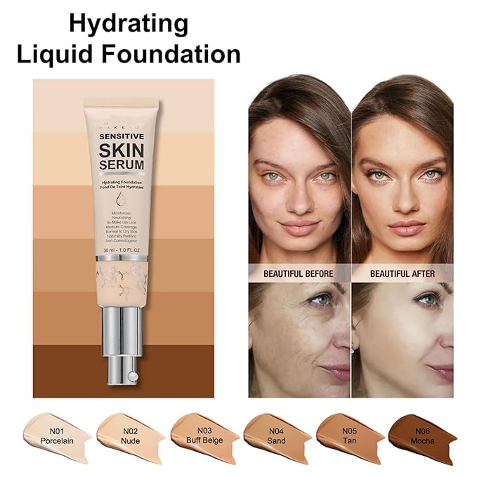 MAEPEOR Hydrating Foundation 6 Colors Full Coverage Liquid