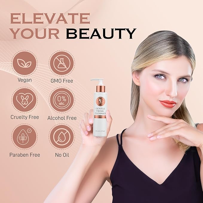 Gentle Face Cleanser with Hyaluronic Acid - Hydrating, Exfoliating & Deep Pore Facial Cleanser Smooths & Softens Skin for All Skin Types - Oily, Dry, Sensitive, Combination & Normal Skin Types