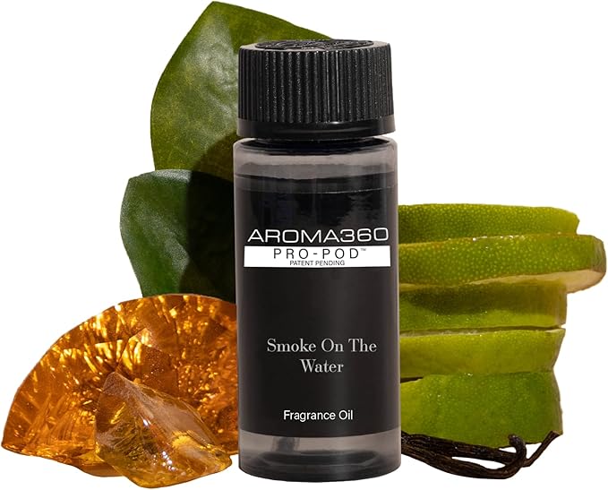 Aroma360| Smoke On The Water Pro-Pod Oil Blend | Luxury Hotel Inspired Diffuser Oil | Aromatherapy Scent Diffuser Oil | Bergamot, Ginger and Vanilla 1.7 fl oz, 50 mL