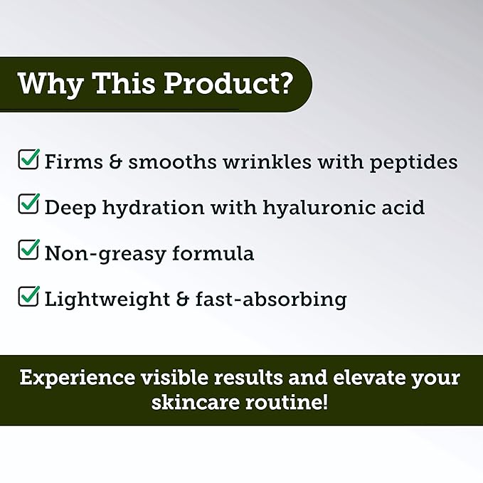 Face Serum for Men - Anti-Aging, Wrinkle Reduction & Collagen Boost with Multi-Peptide, Hyaluronic Acid, Green Tea & Vitamin E | Mens Skincare | 1oz | Night Time Face Serum