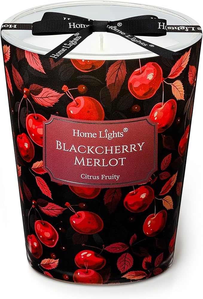 HomeLights Soy Wax Candles for Home Scented, 1-Wick Candles in Blackcherry Merlot Scented, Aromatherapy Candles Gift for Parties, Relaxing, Eclectic Mixed Styles, 6.7oz