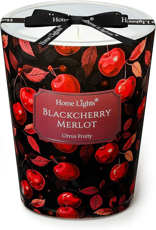 HomeLights Soy Wax Candles for Home Scented, 1-Wick Candles in Blackcherry Merlot Scented, Aromatherapy Candles Gift for Parties, Relaxing, Eclectic Mixed Styles, 6.7oz