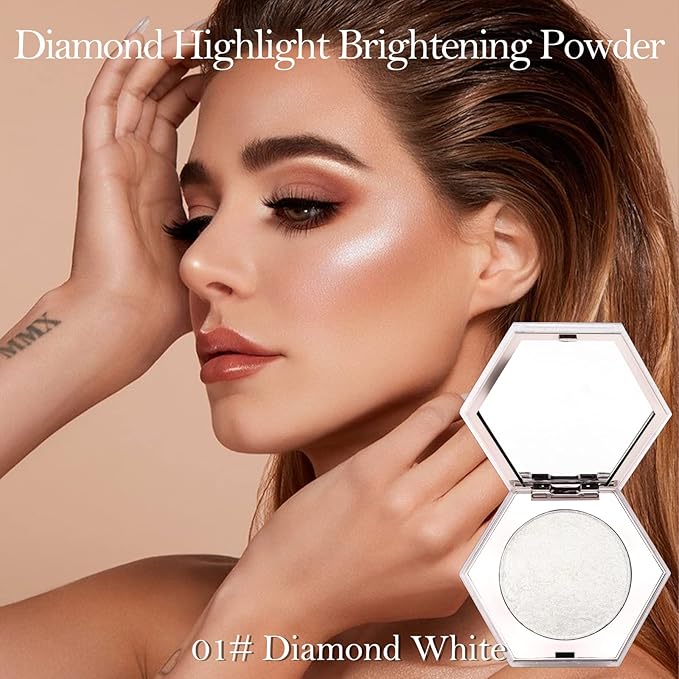 Erinde White Silver Face Highlighter Makeup Palette, Shimmer