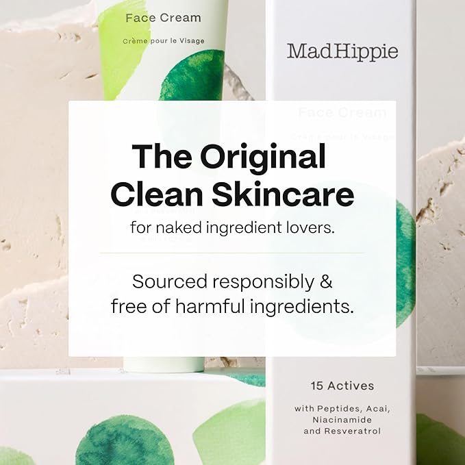 Mad Hippie Face Cream – Age-Defying Face Moisturizer & Skin Tightening Cream with Niacinamide, Advanced Peptides & Argan Oil 1.02 Oz