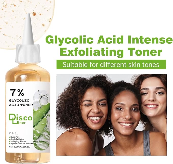 7% Glycolic Acid Exfoliating Toner, Hydrating Facial Toner, Smooth Glowing Skin, Even Skin Tone, Improve Skin Texture, Gentle Formula for Daily Use