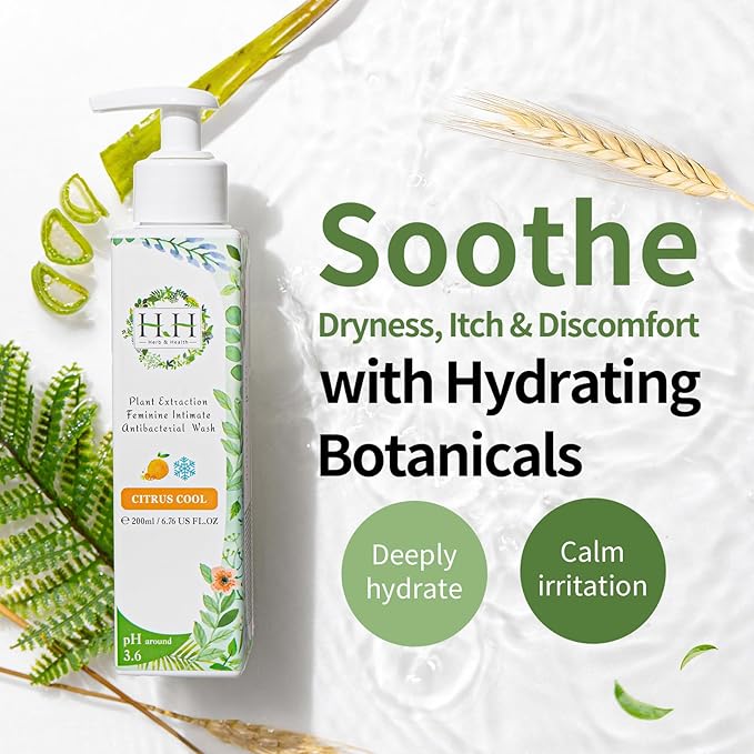 HH Herb & Health Feminine Wash for Women, pH3.6 Lactobacillus Cleanser with Botanical Extracts, Hydrating & Cooling Intimate Care for Odor Dryness and Itch, Sensitive Skin Safe, Lavender Scent Cool