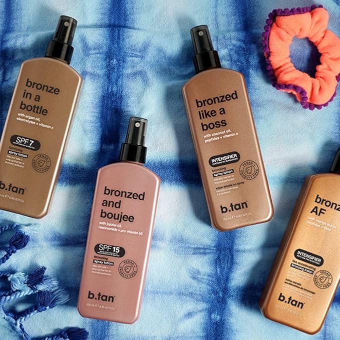 b.tan Sun Tanning Lotion Spray | Bronzed Like a Boss - Brown Outdoor Bronzing Spray Lotion Accelerator, Packed with Coconut Oil, Peptides, & Vitamin E, Austrailian Brand, 8.45 Fl Oz