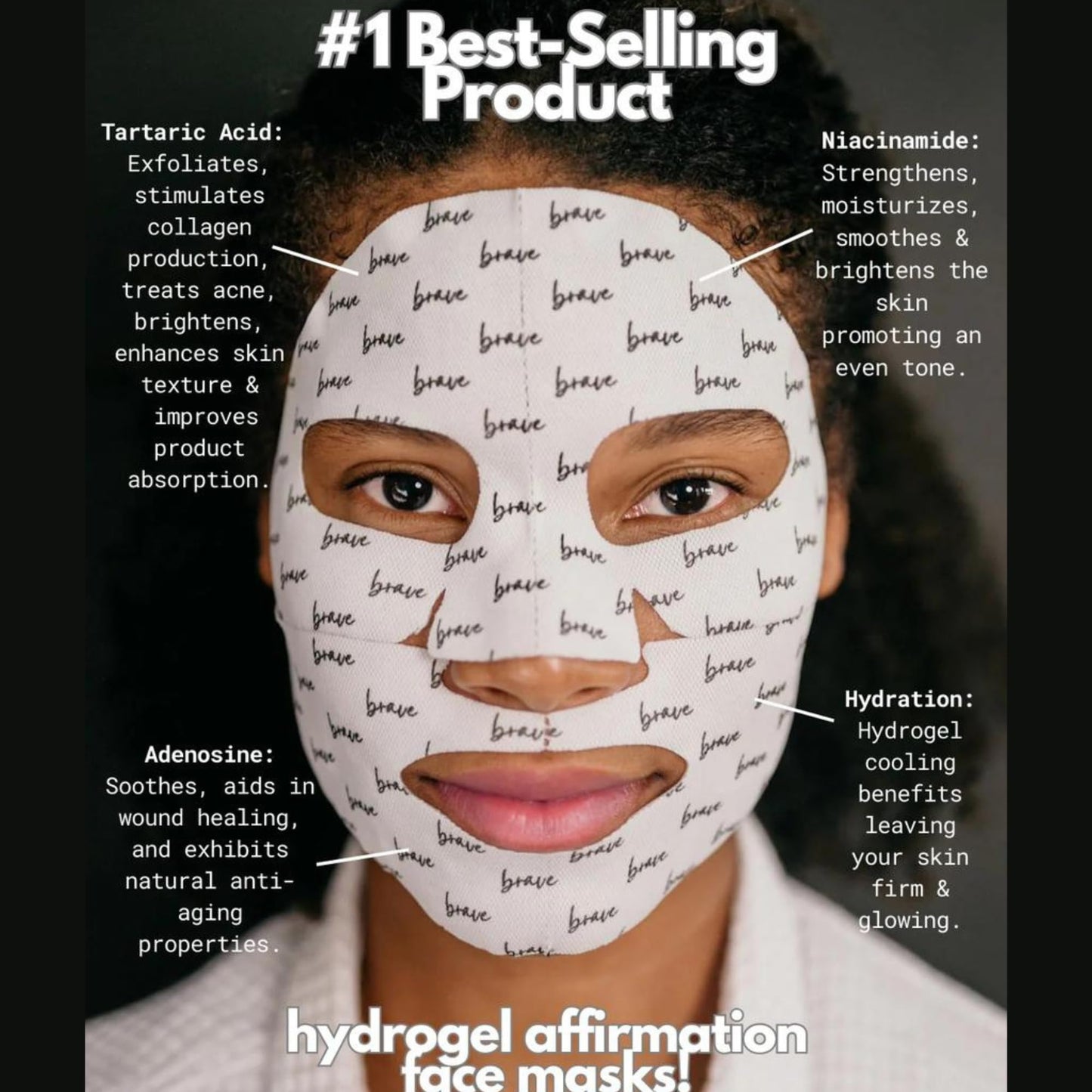 HumanKINDglow. Hydrogel Mask – Face Masks Skincare | Korean Facial Masks for Women Skin Care | Overnight Firming, Hydrating, Anti-Aging Face Mask Skincare with Inspirational Affirmation