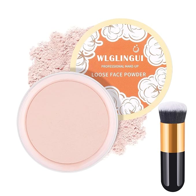 Loose Setting Face Powder Set,Oil Control Long Lasting Finish,Pink Complexion