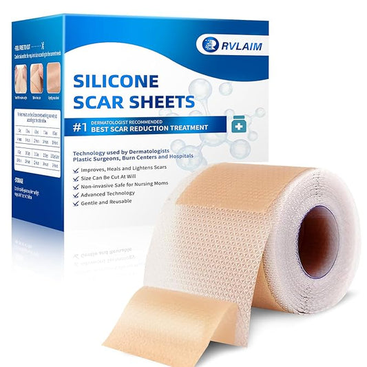 Silicone Scar Sheets, Silicone Scar Tape(1.6” x 120” Roll 3M), Silicone Scar Sheets for Surgical Scars, Keloid Bump Removal, Stretch Marks Removal, C-Section, Burn et