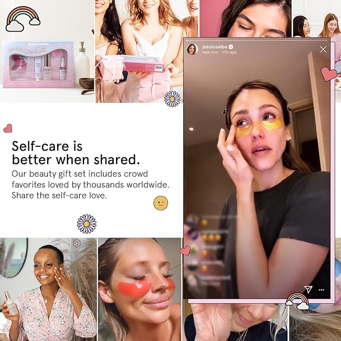 grace & stella Award Winning Skin Care Set - Gifts for Women - Travel Size Toiletries with Eye Masks, Hyaluronic Acid Serum, Lip Balm & More - Bridesmaids, Birthdays, Teen Girl Gifts - Vegan Self Care