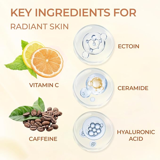 Super Vitamin C Serum for Women Mature Skin- Hydrating Anti-Aging with Vitamin C Caffeine - Facial Skin Care Over 50 60 70, Firming, Lifting, Smoothing