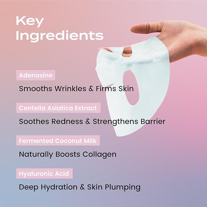 Body Restore Natural Collagen Face Mask 12 Pack – Korean Skin Care Sheet Mask with Fermented Coconut Water – Birthday Gifts for Women & Men, Support Deep Moisture, Dry Skin, Clean Beauty - Variety