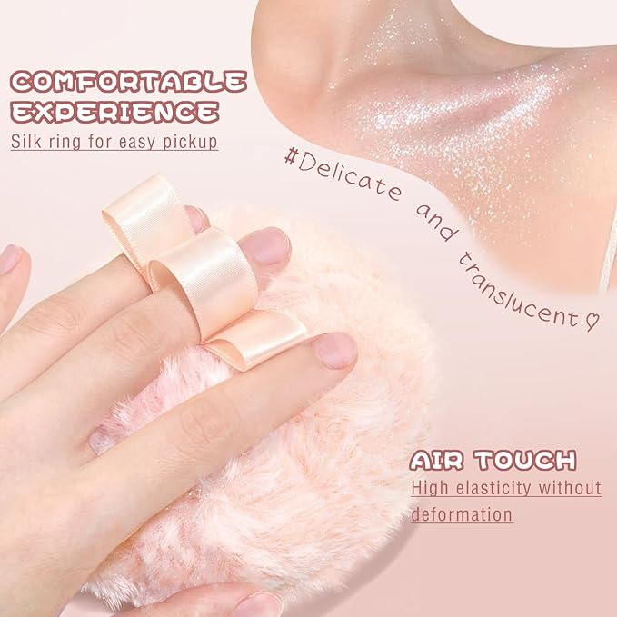 Highlighter Makeup Powder Plush Peach Ball Puff Glitter