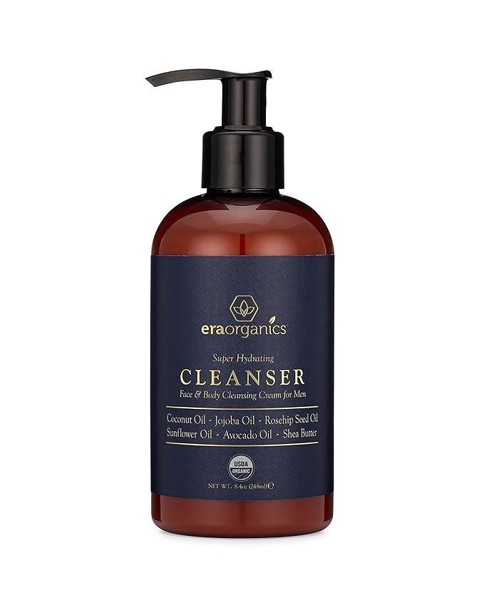 Era Organics USDA Organic Men's Face Wash - Nourishing, Hydrating Facial, Body Cleanser for Smoother Skin