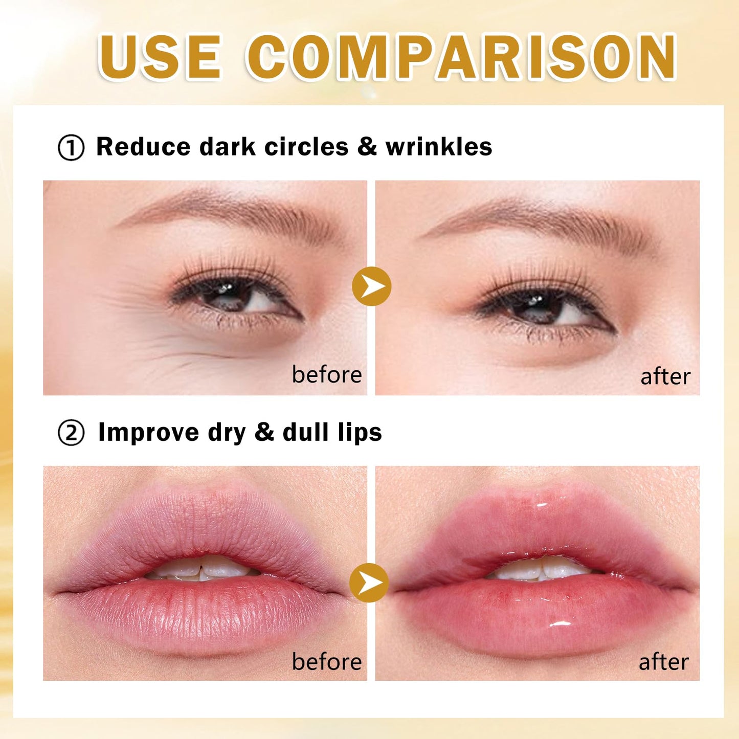 CAHIUYOA 30PCS Lip Mask & Eye Mask 24k Gold Under Eye Patches for Puffy Eyes and Dark Circles Effectively Moisturizing the Lip and Eye Skin Reducing Fine Lines