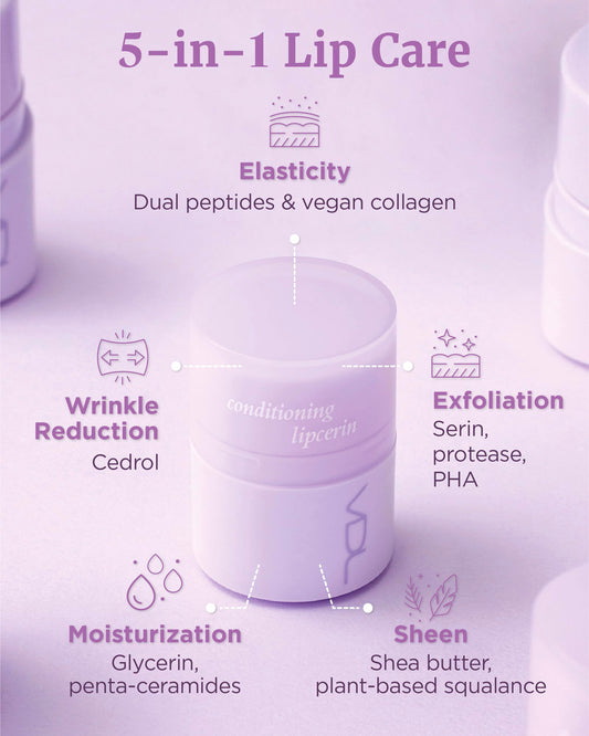 VDL Herbal Lipcerin (0.5fl oz) - Bergamot, Mallow Leaf, Sage. Long Term Moisturizing, Plumping, Conditioning Lip Gloss Balm. Korean Skin Care Sleeping Mask for Dry, Chapped Lips.