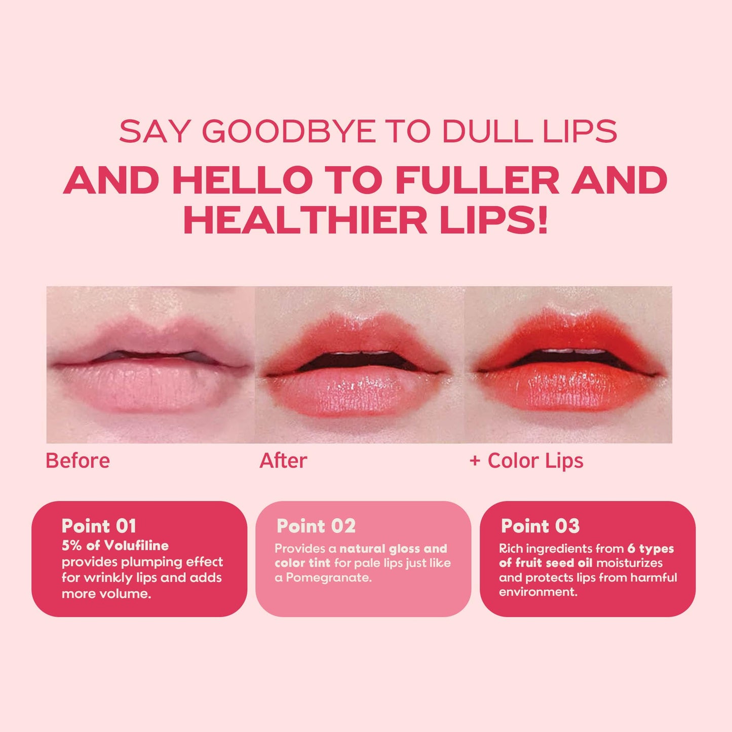 FRUDIA Pomegranate Honey Lip Balm, Lip Plumping, Hydrating, & Translucent Red Tinted 3-in-1 Korean Lip Balm made with Pomegranate Extracts for Dry & Pale Lips