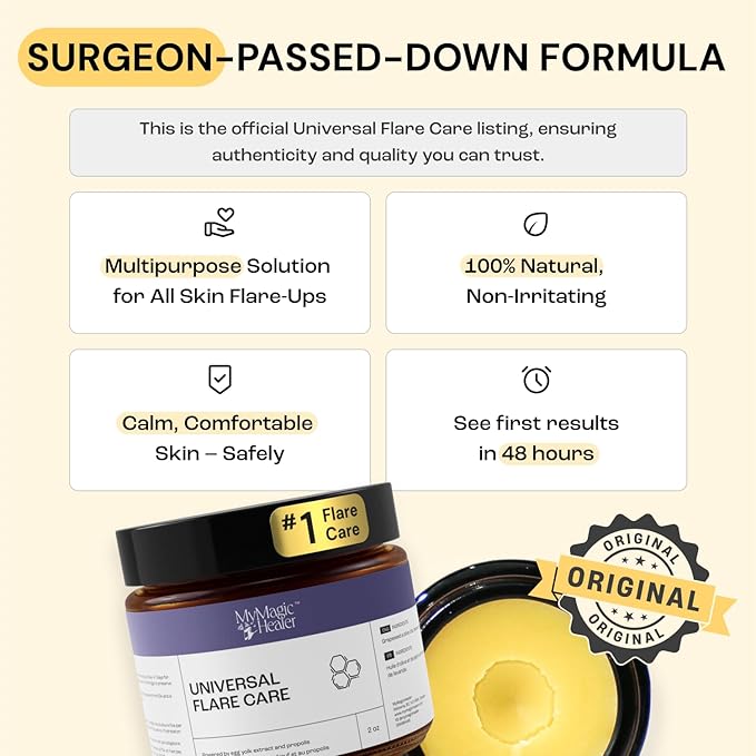 Universal Flare Care | Drawing Salve for HS, Boils, Cysts, Hemorrhoids, Pilonidal Cyst, Abscess | Anti-Chafing, Wound Care, Relief for Itching Skin w/Propolis & Egg Yolk Extract 2 oz