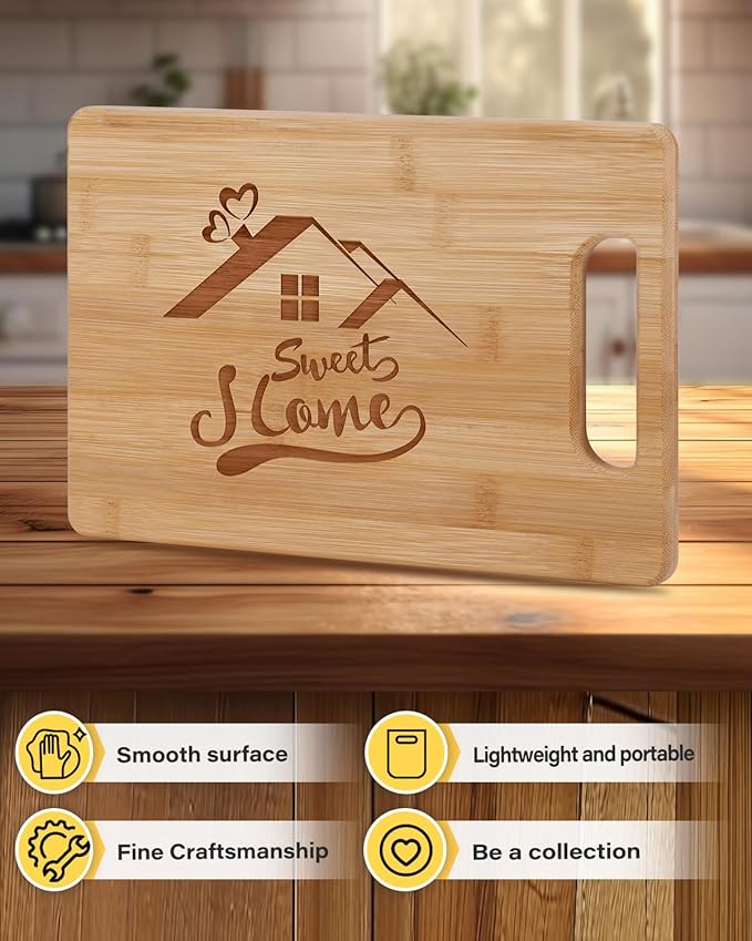 Housewarming Gifts New Home, New Home Gift Ideas - New Home Bamboo Cutting Board, Housewarming Gifts for Women Men, New Apartment, First Home New House Gift, New Homeowner Gifts Housewarming Gift