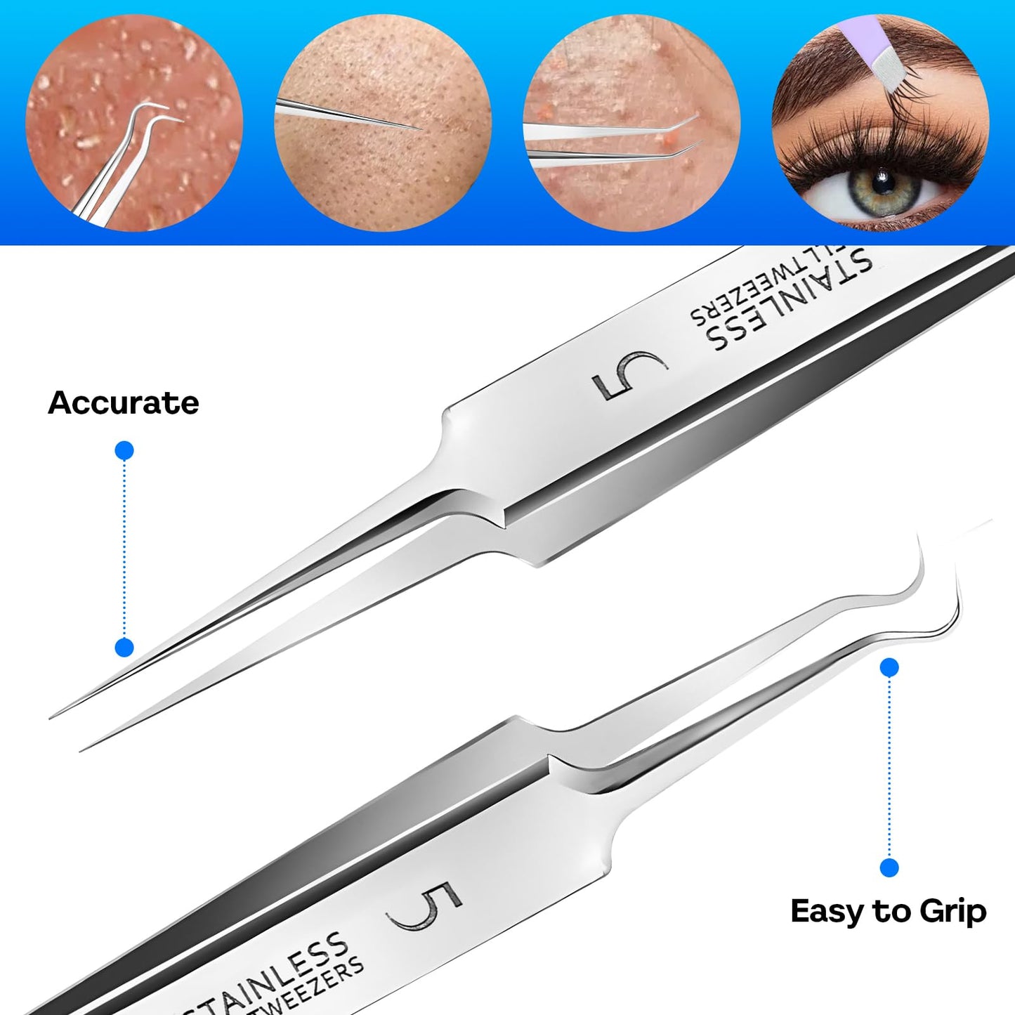 4 Pcs Blackhead Remover Tools Pimple Popper Tool Kit Comedones Extractor Acne Removal Kit for Blemish Black Head Remover for face Risk Free Treatment for Whitehead Popping (Silver Purple)