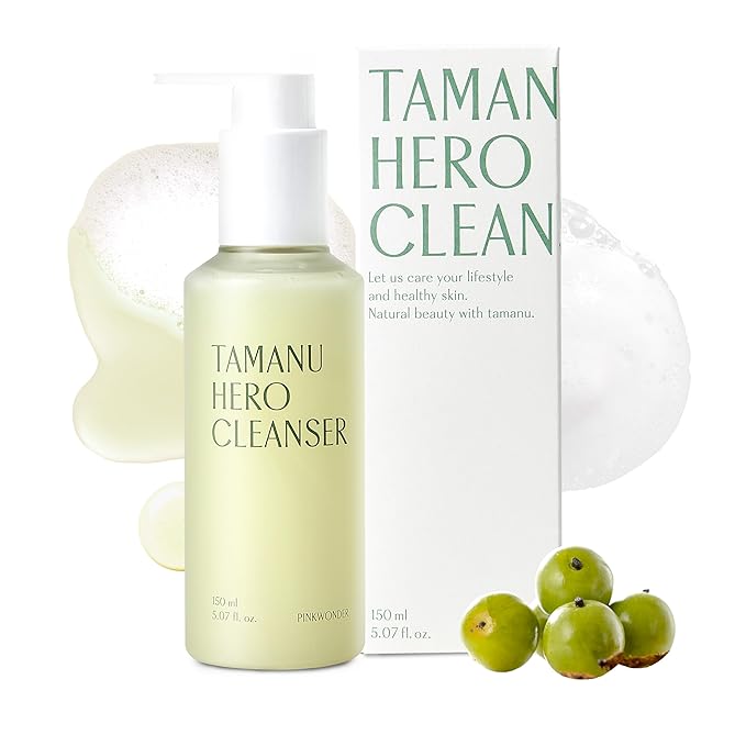 PINKWONDER Tamanu Hero Cleanser 5.07oz (150ml), Tamanu Oil and Salicylic Acid for Acne and Oily Skin, Daily Face Wash with Soothing and Moisturizing, Suitable for Sensitive Skin, Korean Skincare