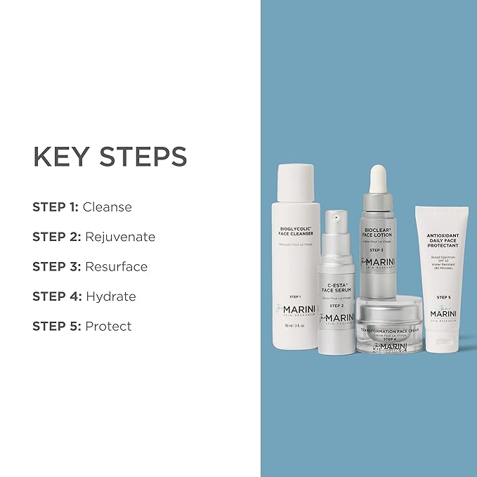 Jan Marini Starter Skin Care Management System - Travel-Size Skin Product Set with Cleanser, Face Serum, Face Lotion, Face Cream & Face Protectant - Skin Care System for Normal or Combination Skin