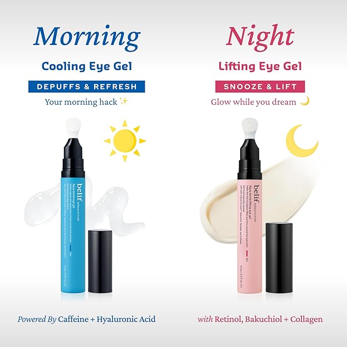 belif Aqua Bomb Lifting Eye Gel | Retinol + Collagen + Peptide for Firming & Plumping | Hyaluronic Acid for Glowy Hydration | Niacinamide for Dark Circles | Korean Skin Care