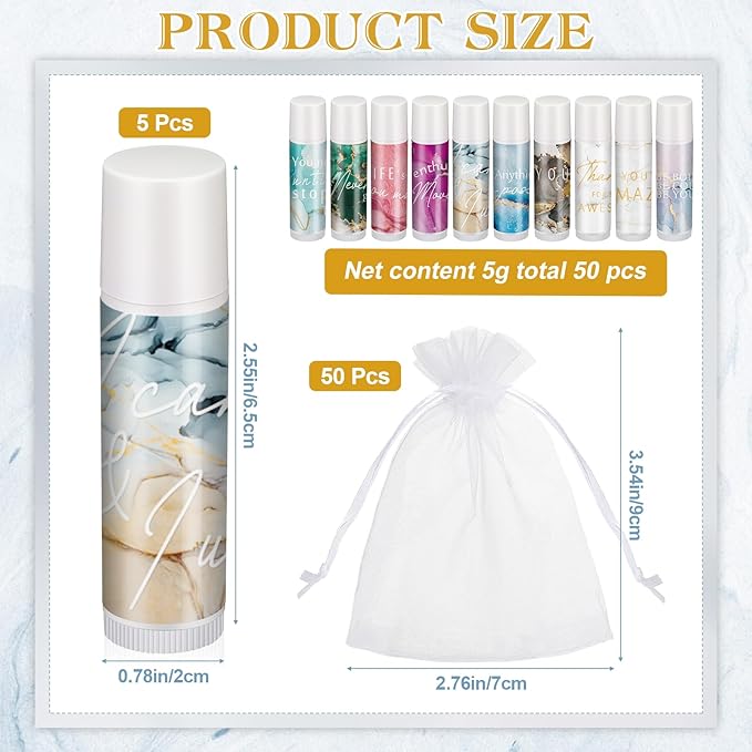 50 Sets Inspirational Lip Balm Gifts