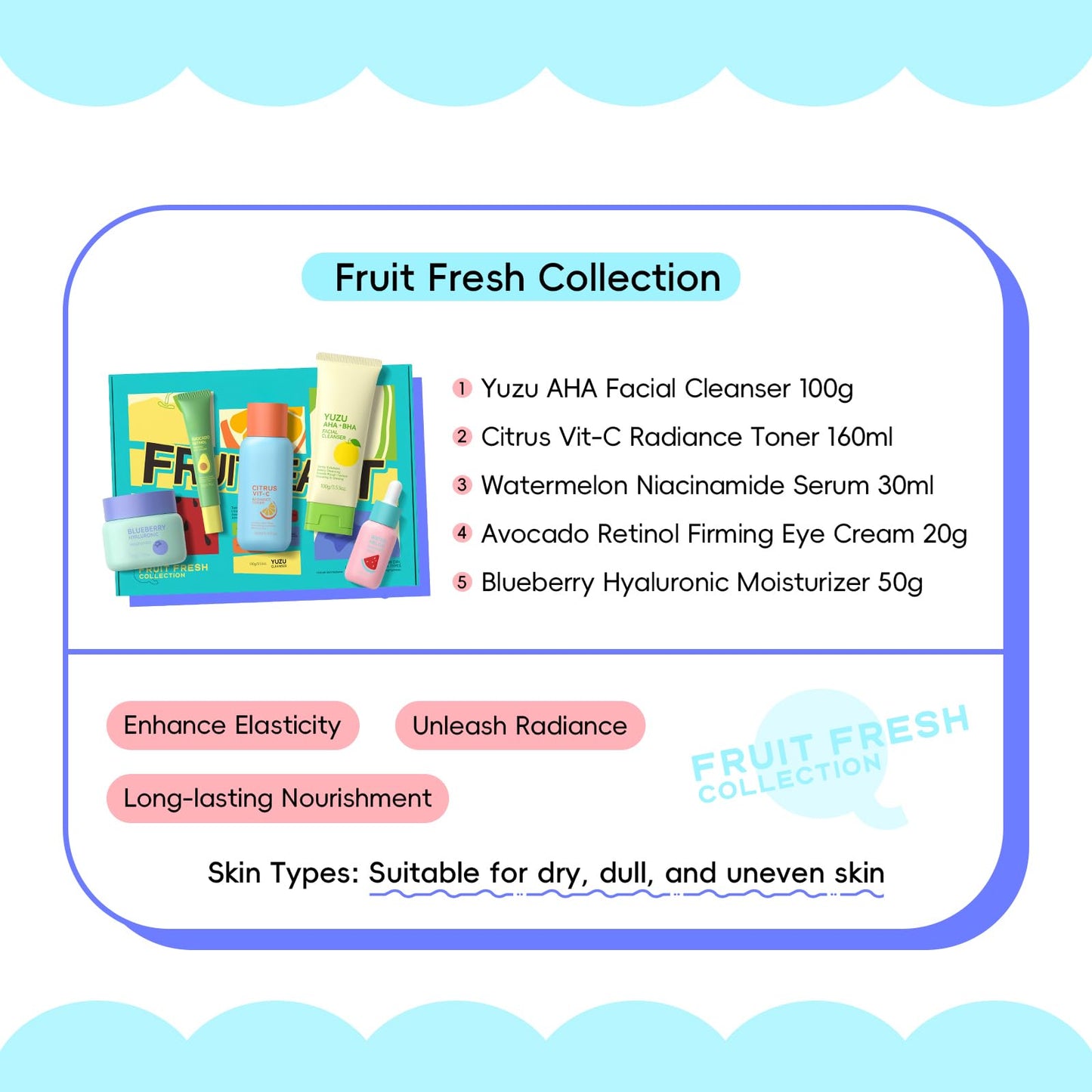 Fruit Korean Style Skin Care Sets, Skin Care for Women Teens Girls, Beauty Skincare Routine Gift Sets, with Facial Cleanser, Toner, Serum, Eye Cream, Moisturizer, Hydrates, Smoothes, Evens Skin tone