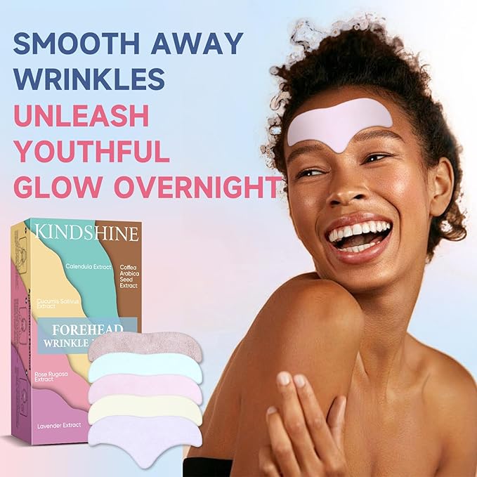 40PCS Forehead Wrinkle Patches, Forehead Face Masks, Anti Wrinkle Facial Patches with Hyaluronic Acid & Collagen, Overnight Forehead Patches for Wrinkles Smoothing