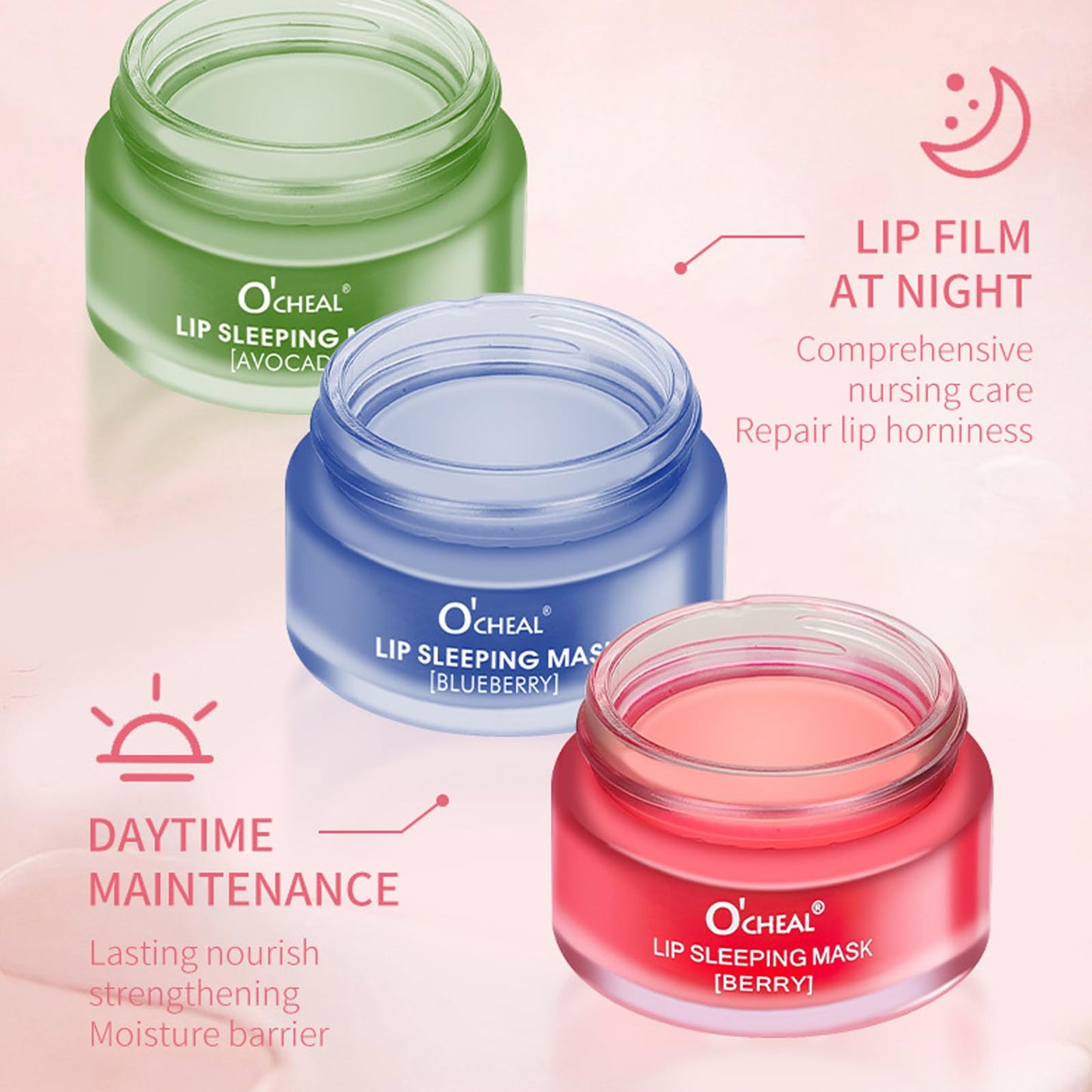 Nourish Hydrating Sleeping Lip Mask, Intense Hydration Night Lip Mask, Berry, 0.7oz
