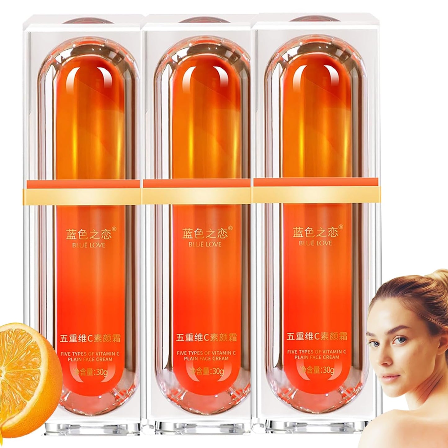 BLUE LOVE 3PCS Vitamin C Tone Up Cream Set, Quick Makeup Moisturizer for Radiant Skin, Natural Skincare for All Skin Types & Daily Use