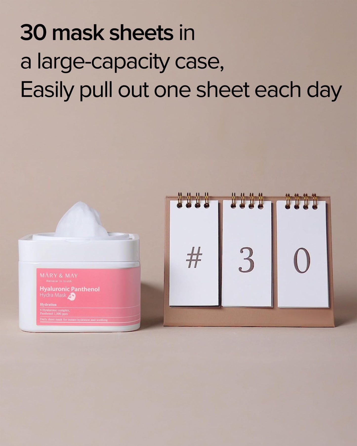 Mary&May Hyaluronic Panthenol Hydra Mask - Daily Pull Out Sheet Mask for Intense Moisturizing and Soothing - Korean Skincare, Hypoallergenic, Cruelty-Free, 30 Sheets