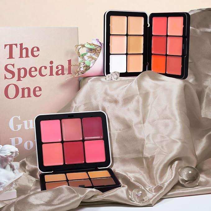 Cream Blush & Concealer Palette, 12 Colors, Long