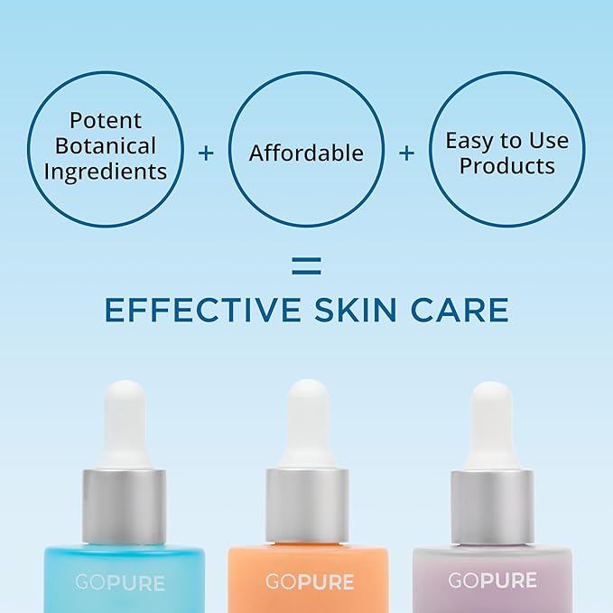 goPure Power Serum Trio Set - Radiant Vitamin C Serum, Hydrating Hyaluronic Acid, Bakuchiol and Retinol for Visibly Brighter, Moisturized, and Firmer-Looking Skin - Set of 3, 1.0 fl oz